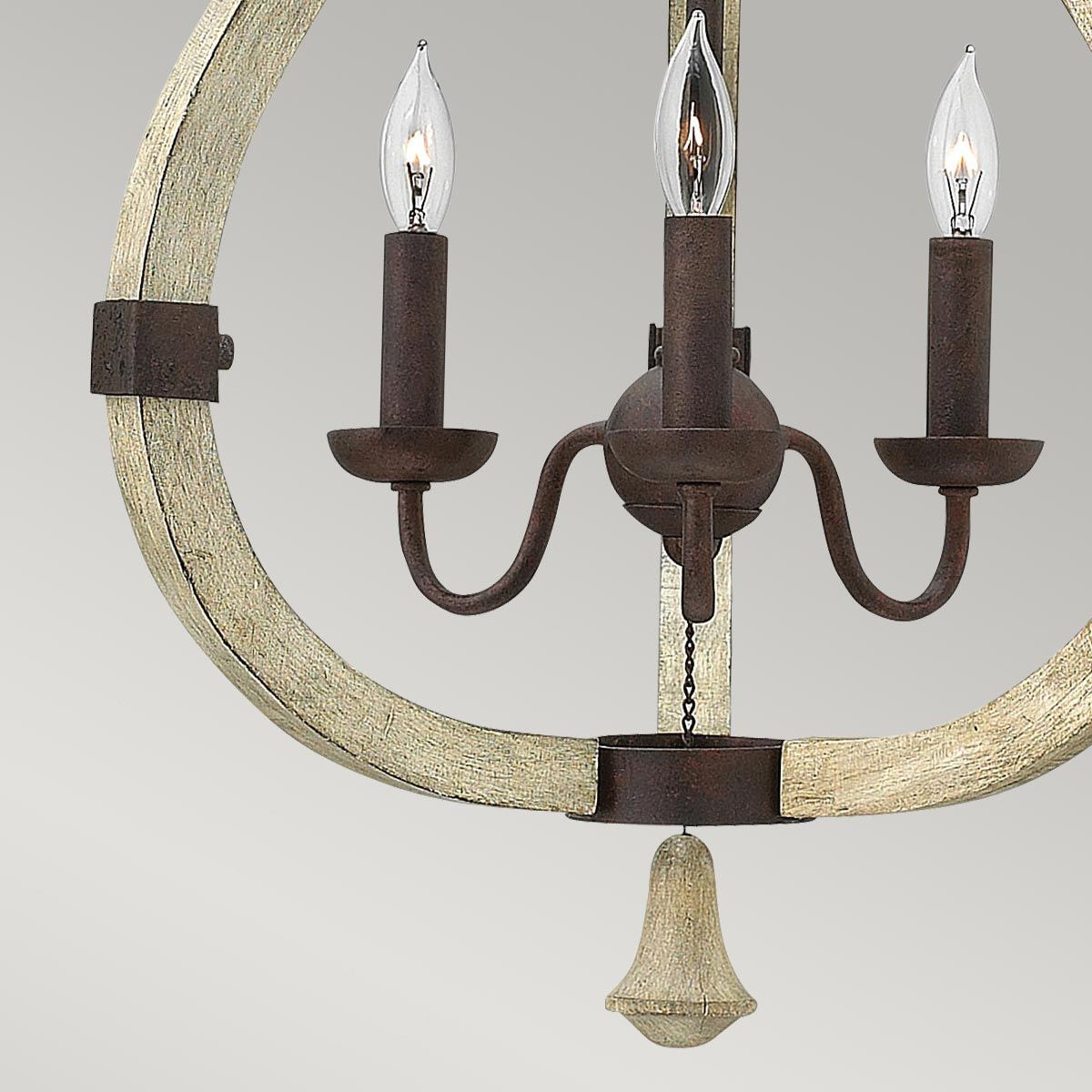 Chic Rustic Iron Rust 3-Light Chandelier