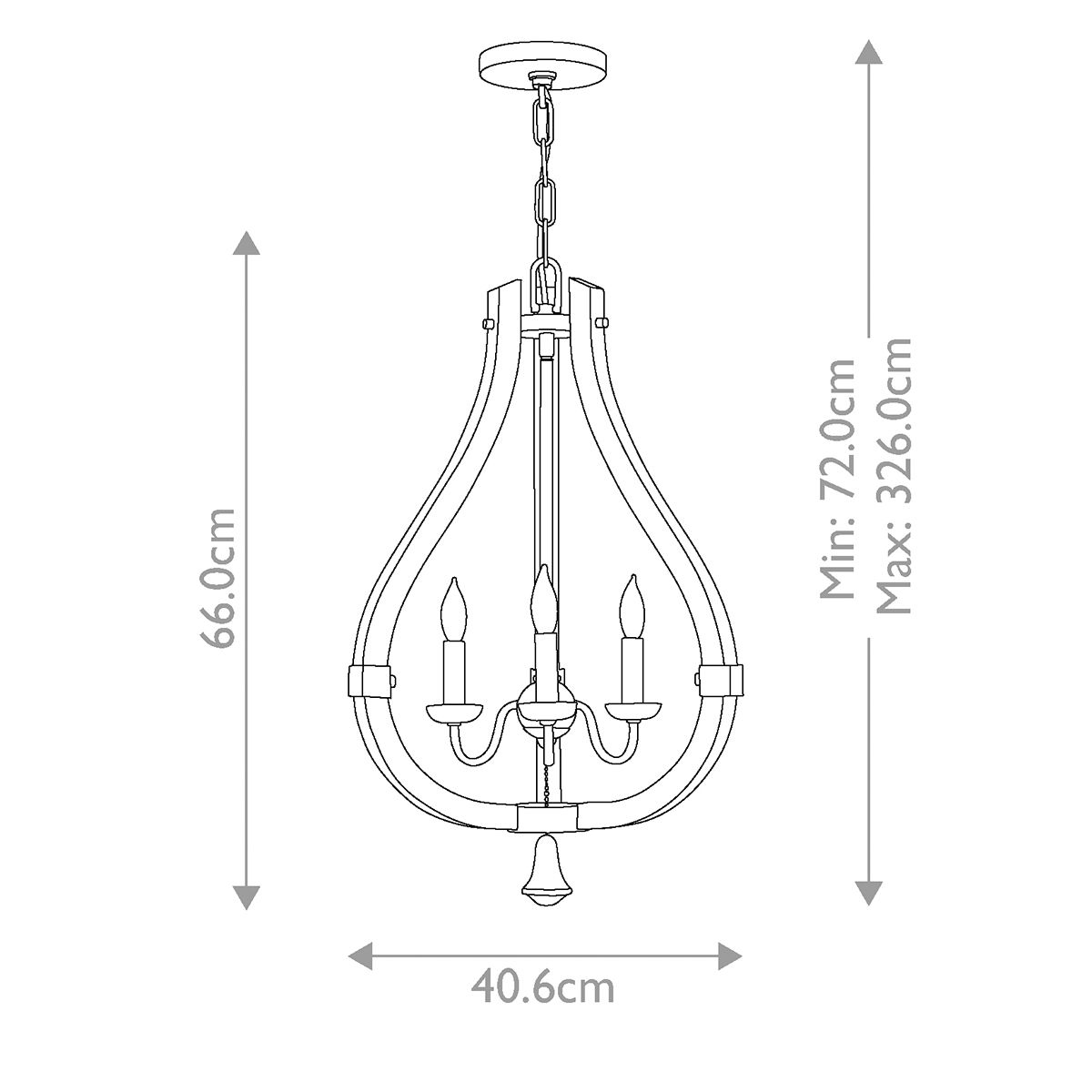 Chic Rustic Iron Rust 3-Light Chandelier