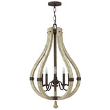 Vintage Iron Rust 5-Light Rustic Wood Chandelier