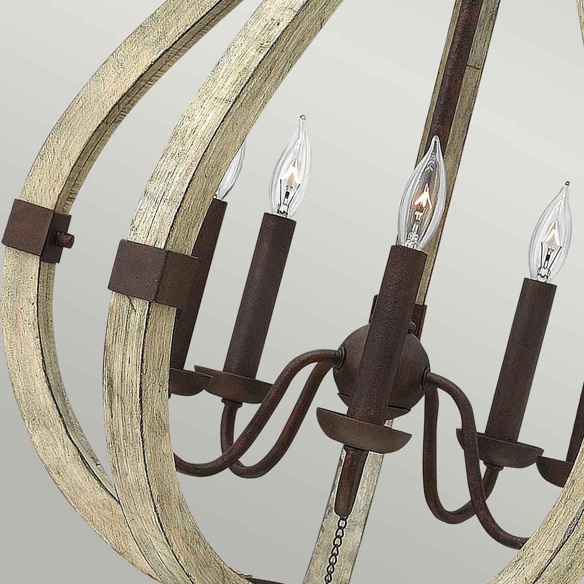 Vintage Iron Rust 5-Light Rustic Wood Chandelier