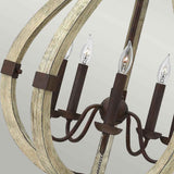 Vintage Iron Rust 5-Light Rustic Wood Chandelier