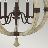Vintage Iron Rust 5-Light Rustic Wood Chandelier