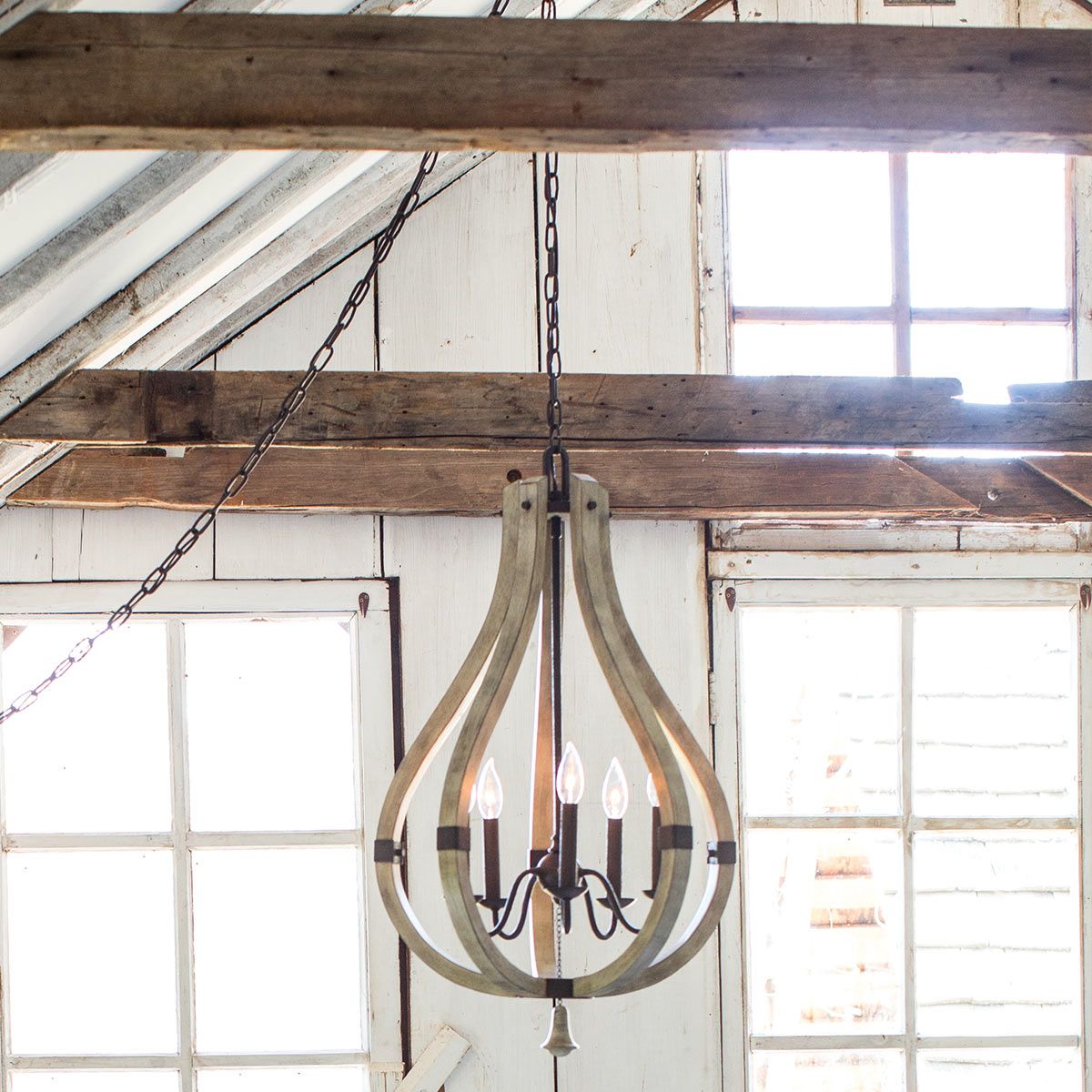 Vintage Iron Rust 5-Light Rustic Wood Chandelier