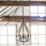 Vintage Iron Rust 5-Light Rustic Wood Chandelier
