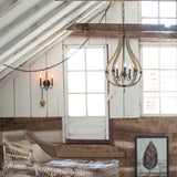 Vintage Iron Rust 5-Light Rustic Wood Chandelier