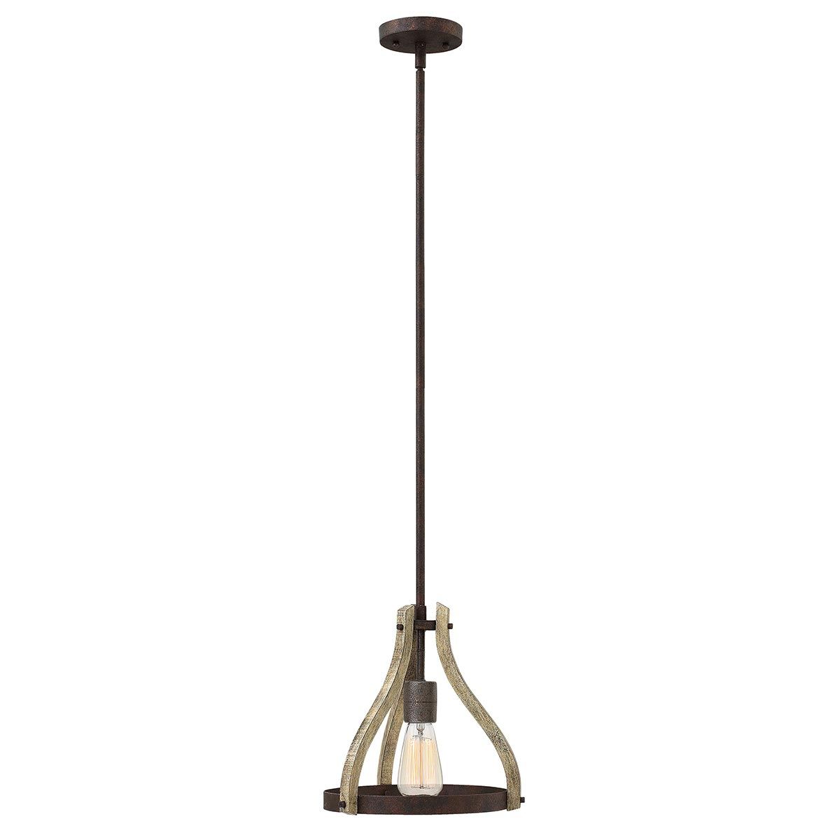 Rustic Urban Iron and Wood Hanging Pendant Light
