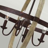 Rustic Elegance: Iron Rust & Distressed Wood Chandelier