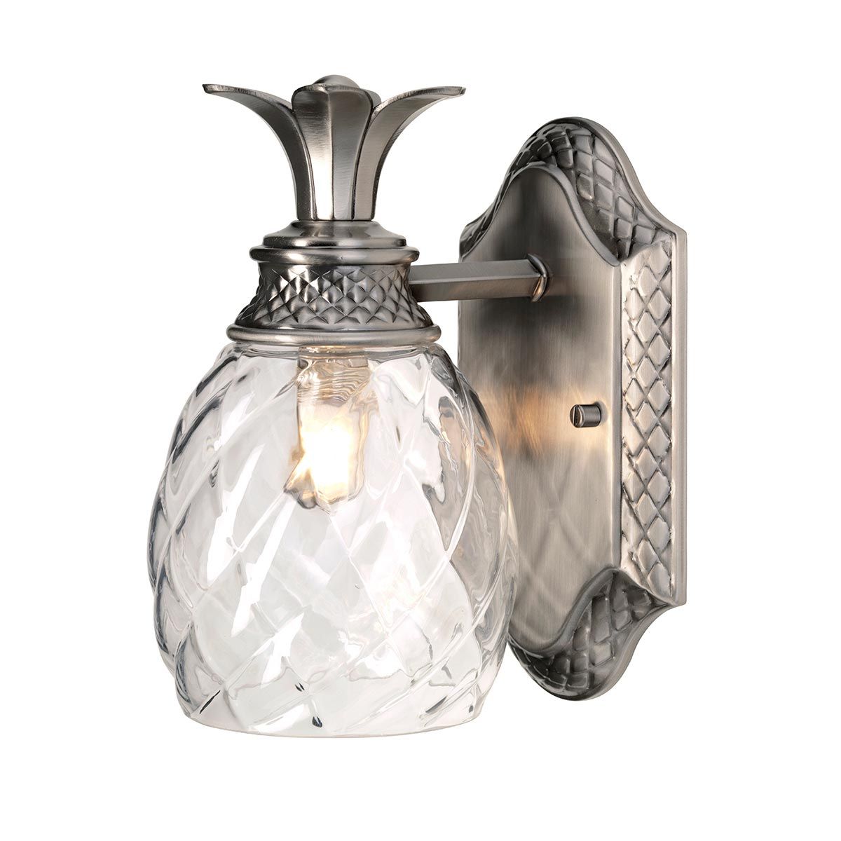 Elegant Pineapple Glass Wall Sconce in Polished Antique Nickel Finish