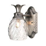 Elegant Pineapple Glass Wall Sconce in Polished Antique Nickel Finish