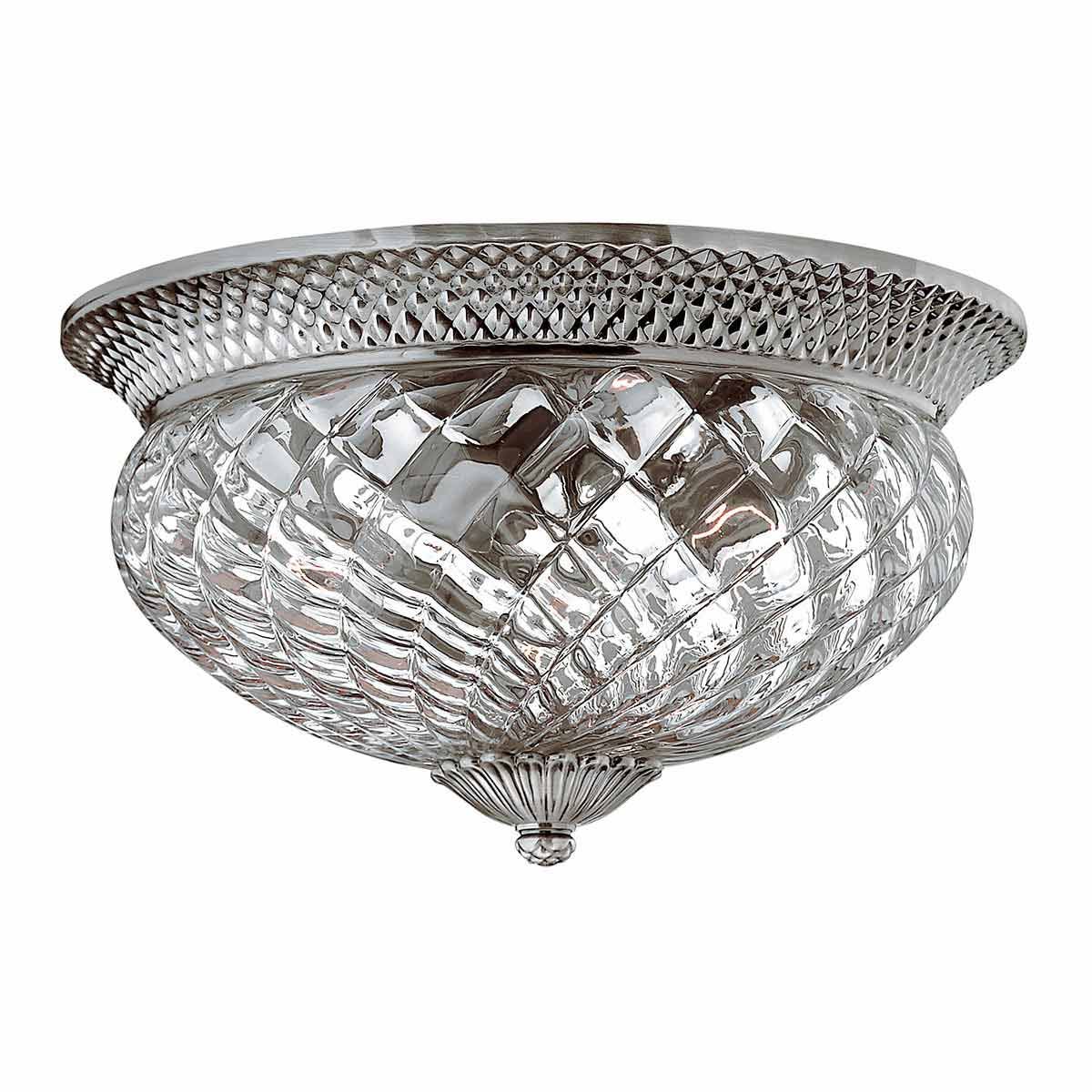 Elegant Plantation 3-Light Flush Mount in Polished Antique Nickel