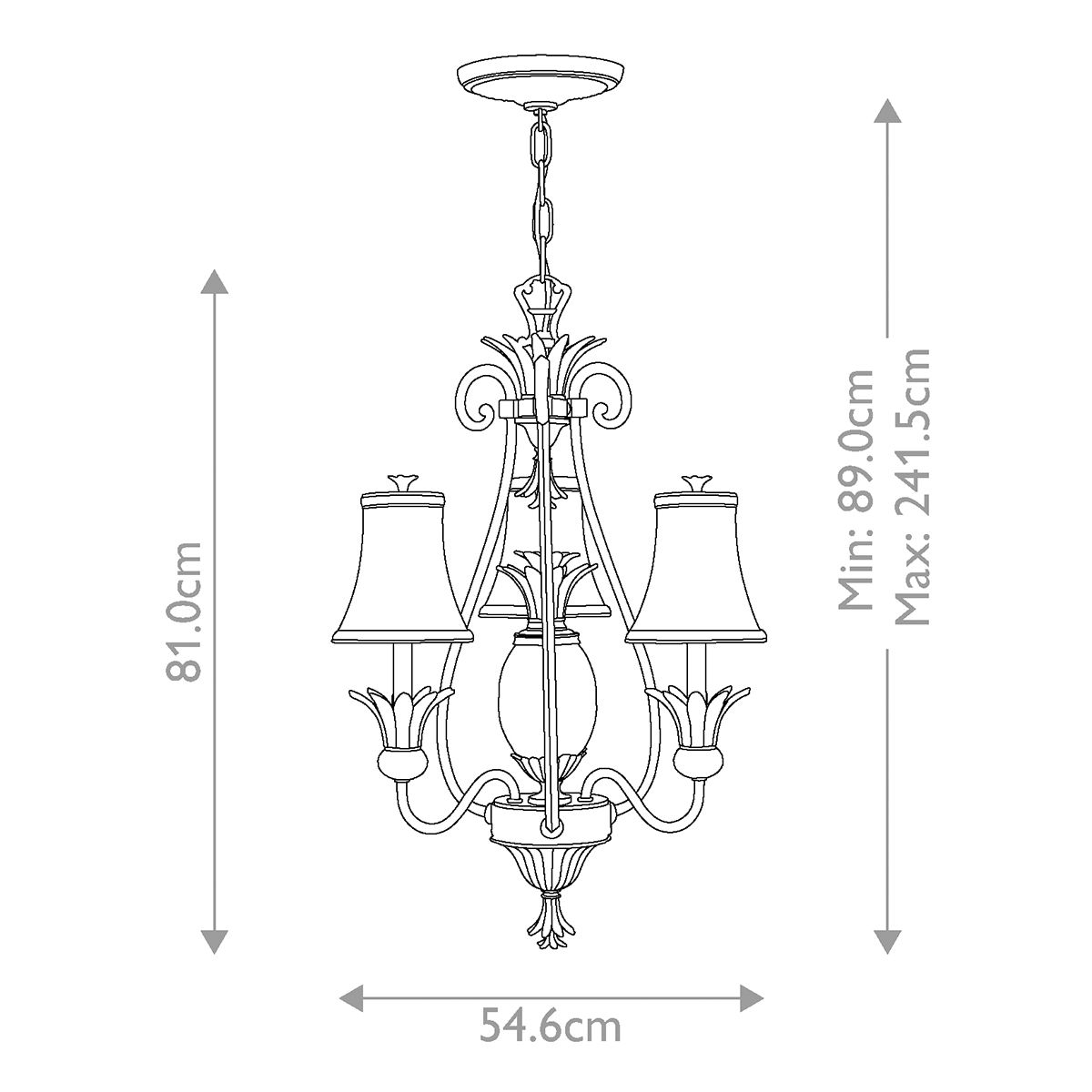 Antique Nickel Elegance: Plantation 3 Light Chandelier