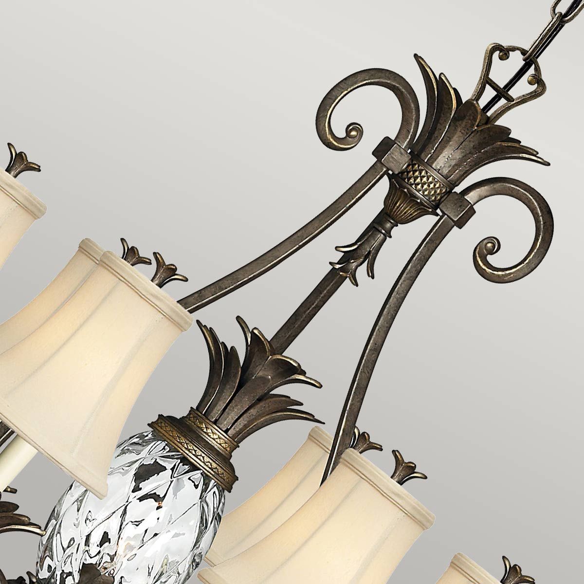 Exquisite Pearl Bronze 7-Light Chandelier with Ornate Pineapple Design