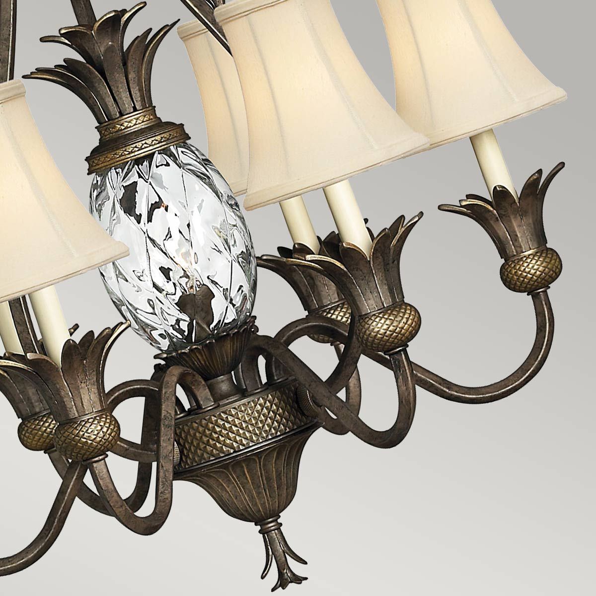 Exquisite Pearl Bronze 7-Light Chandelier with Ornate Pineapple Design