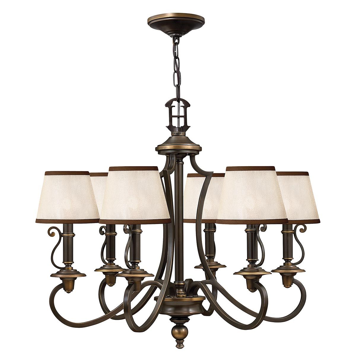 Vintage Elegance: Plymouth 6-Light Chandelier in Old Bronze with Amber Organza Shades