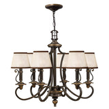 Vintage Elegance: Plymouth 6-Light Chandelier in Old Bronze with Amber Organza Shades