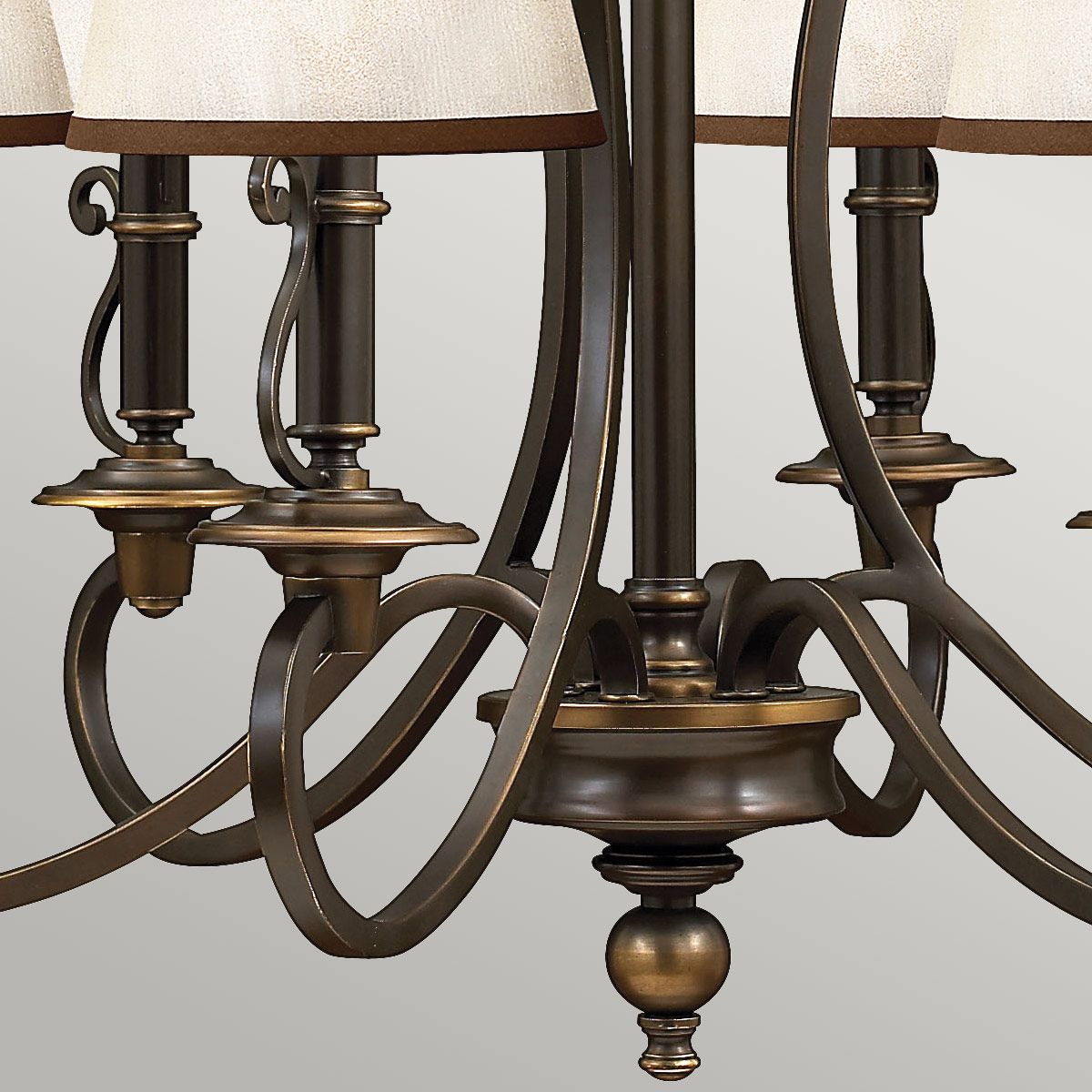Vintage Elegance: Plymouth 6-Light Chandelier in Old Bronze with Amber Organza Shades