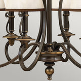 Vintage Elegance: Plymouth 6-Light Chandelier in Old Bronze with Amber Organza Shades