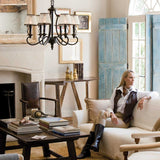 Vintage Elegance: Plymouth 6-Light Chandelier in Old Bronze with Amber Organza Shades