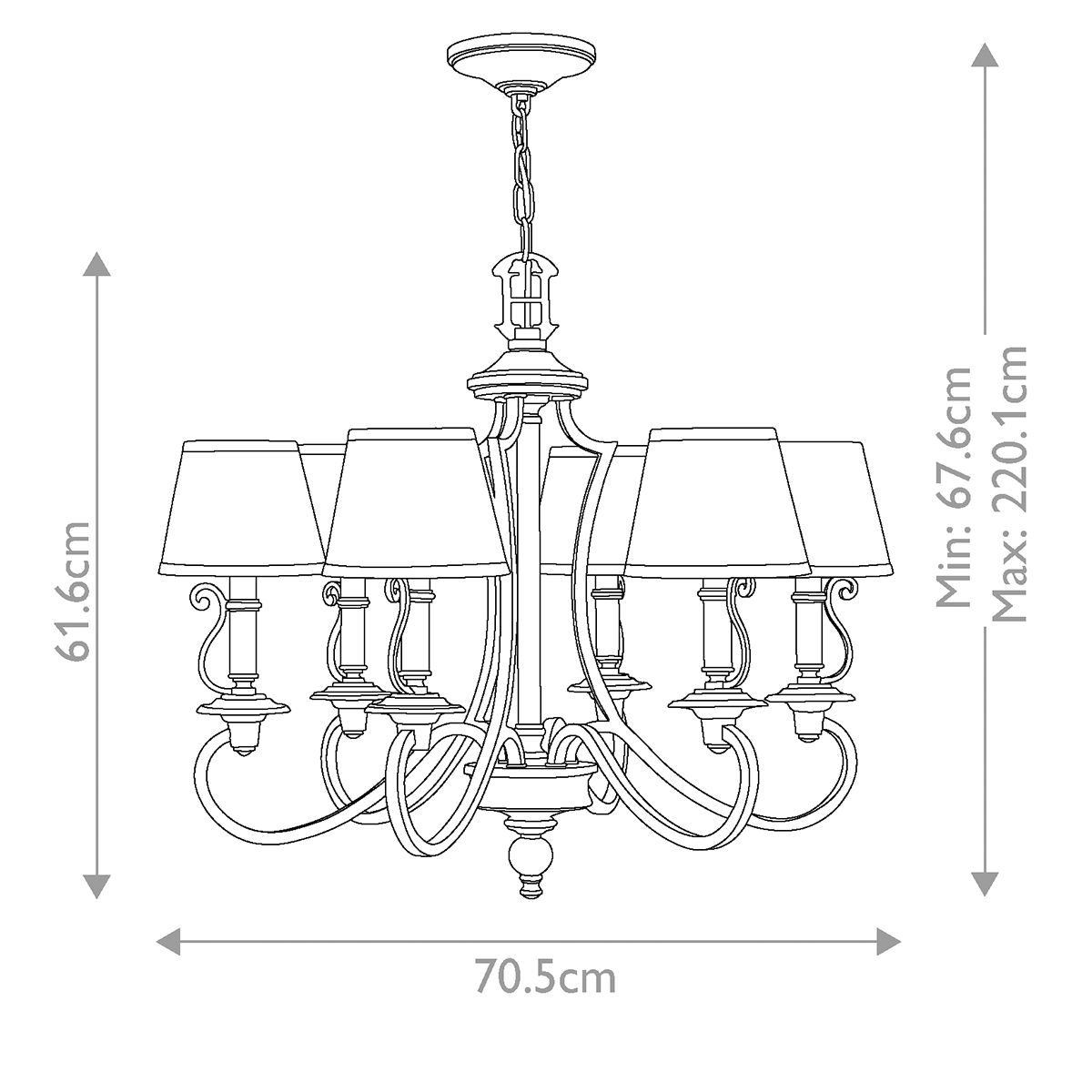 Vintage Elegance: Plymouth 6-Light Chandelier in Old Bronze with Amber Organza Shades