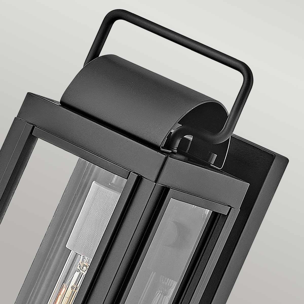 Black Aluminum Outdoor Wall Lantern with Clear Glass Shade