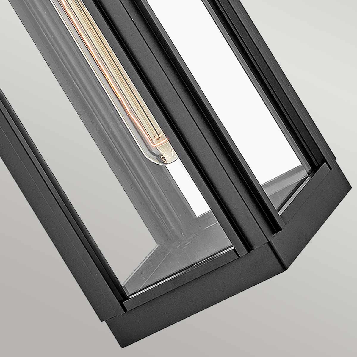 Black Aluminum Outdoor Wall Lantern with Clear Glass Shade