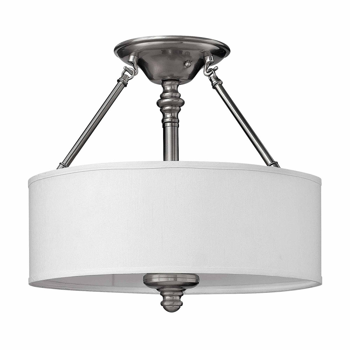 Sussex Brushed Nickel Drum Shade Ceiling Light with Clear Glass Accents