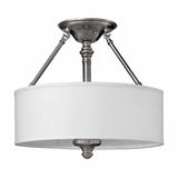 Sussex Brushed Nickel Drum Shade Ceiling Light with Clear Glass Accents