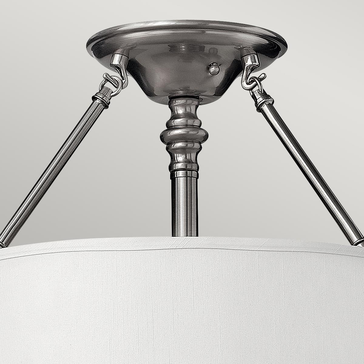 Sussex Brushed Nickel Drum Shade Ceiling Light with Clear Glass Accents