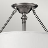 Sussex Brushed Nickel Drum Shade Ceiling Light with Clear Glass Accents