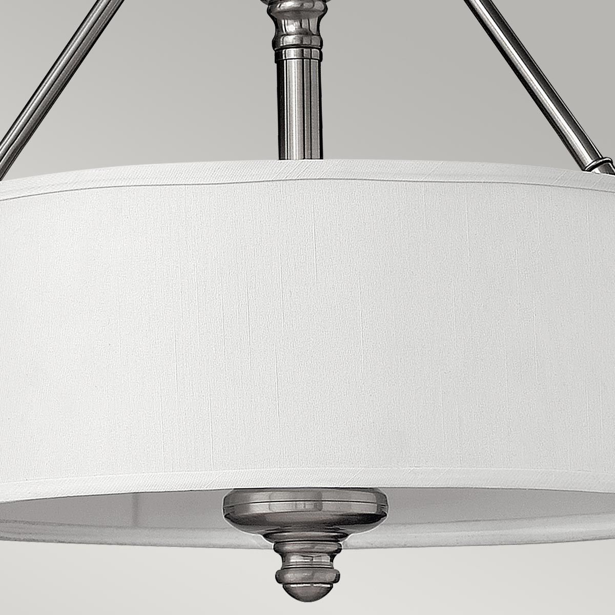 Sussex Brushed Nickel Drum Shade Ceiling Light with Clear Glass Accents