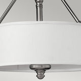 Sussex Brushed Nickel Drum Shade Ceiling Light with Clear Glass Accents