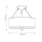 Sussex Brushed Nickel Drum Shade Ceiling Light with Clear Glass Accents
