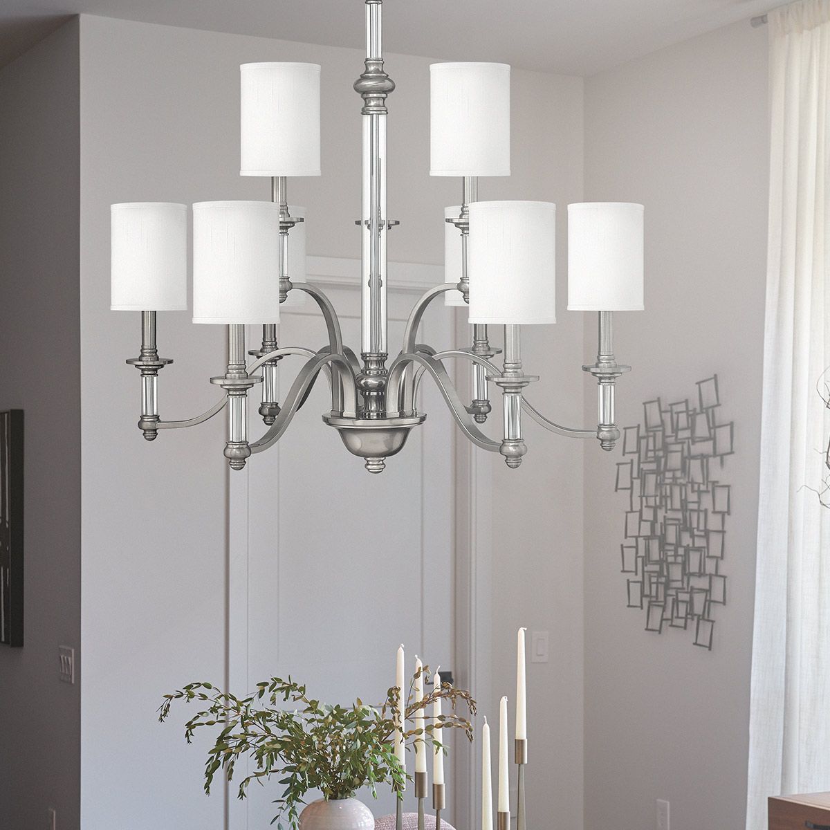 Elegant Sussex Brushed Nickel Chandelier with Modern Touches