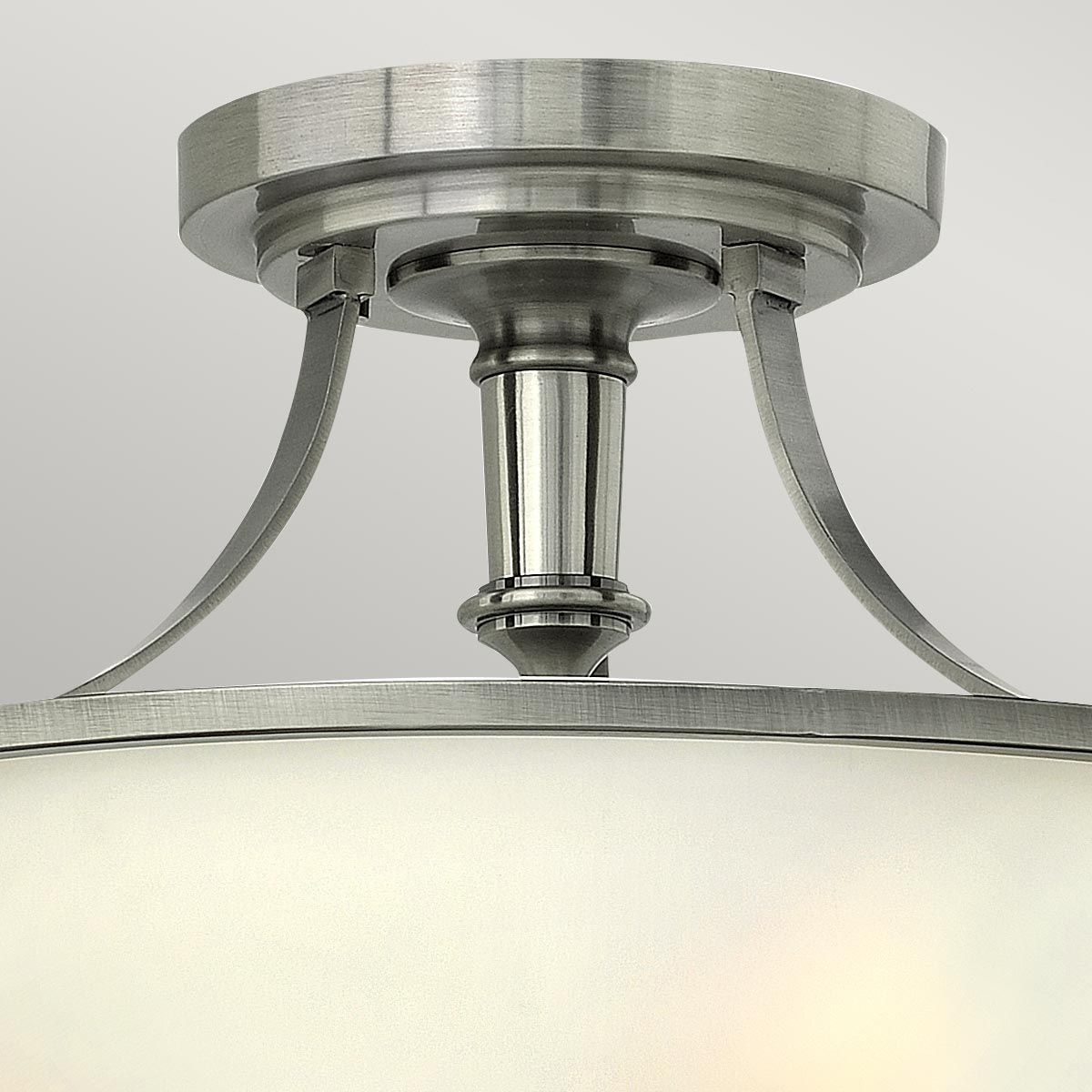 Roman Semi-Flush Ceiling Light in Antique Nickel with Seeded Glass