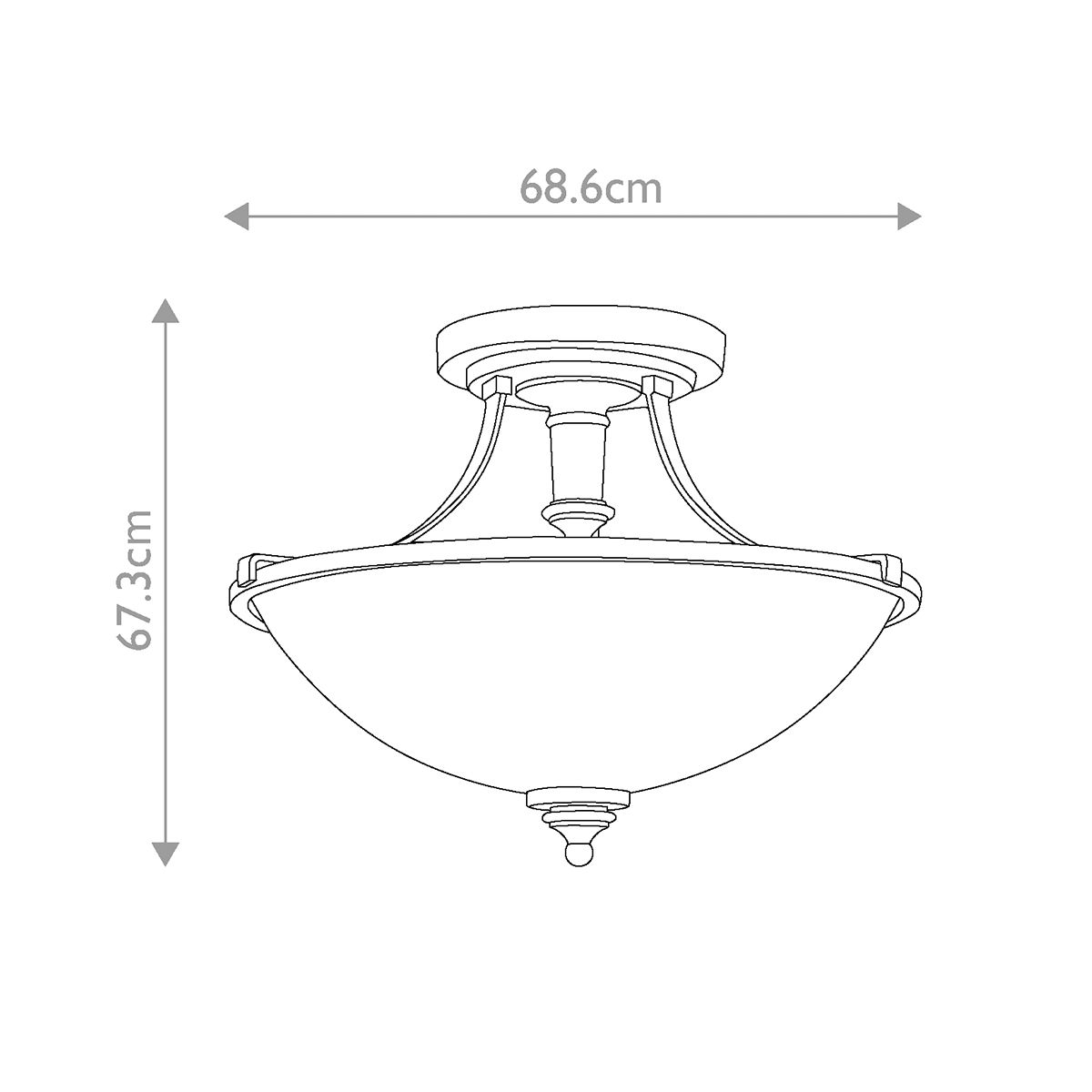 Roman Semi-Flush Ceiling Light in Antique Nickel with Seeded Glass
