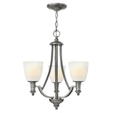 Truman Antique Nickel 3-Arm Chandelier with Etched Opal Glass Shades