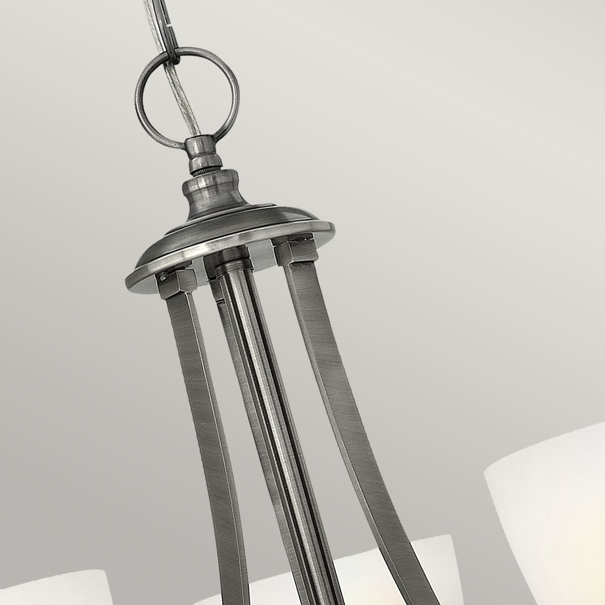 Truman Antique Nickel 3-Arm Chandelier with Etched Opal Glass Shades