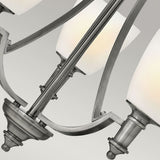 Truman Antique Nickel 3-Arm Chandelier with Etched Opal Glass Shades