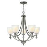 Truman Antique Nickel 5-Light Chandelier with Etched Opal Glass