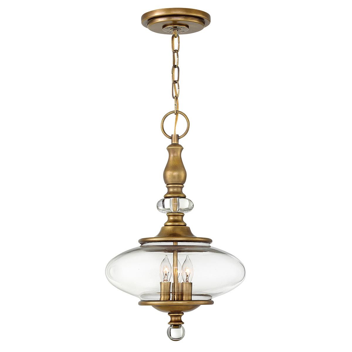 Wexley Heritage Brass 3-Light Oval Glass Pendant