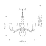Zelda 5-Light Mid-Century Modern Chandelier in Polished Nickel