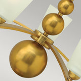 Mid-Century Vintage Brass Chandelier with Etched Glass Shades
