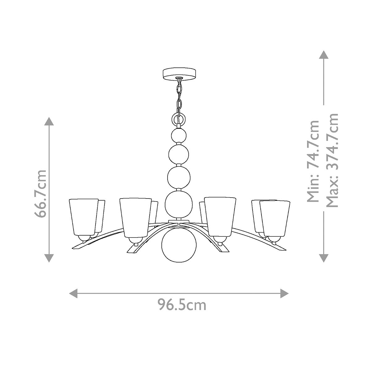 Elegant Zelda Mid-Century 8-Light Chandelier in Polished Nickel