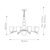 Zelda 8-Light Mid-Century Modern Chandelier in Vintage Brass