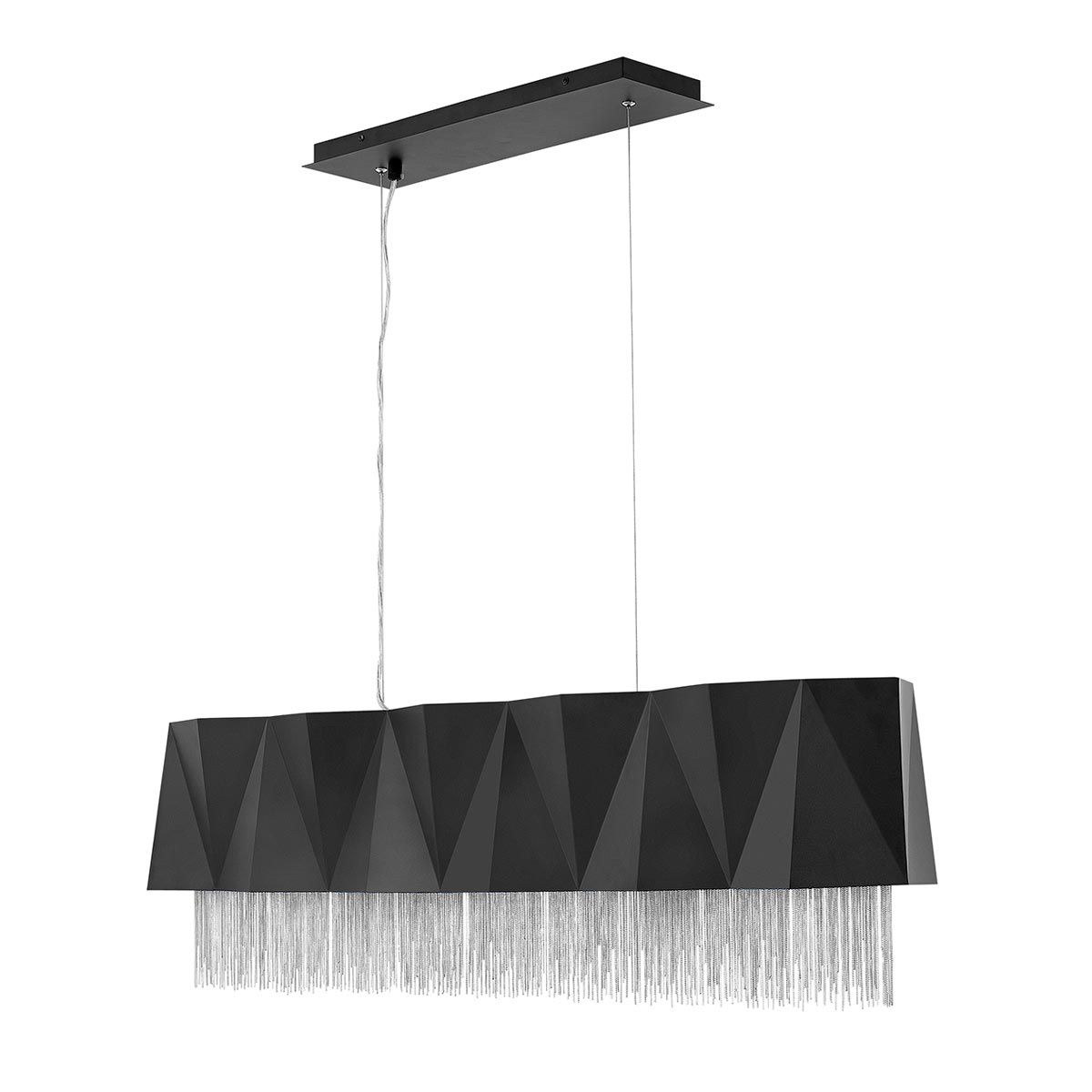 Zuma 6 Light Sculptural Pendant with Satin Black and Silver Accents