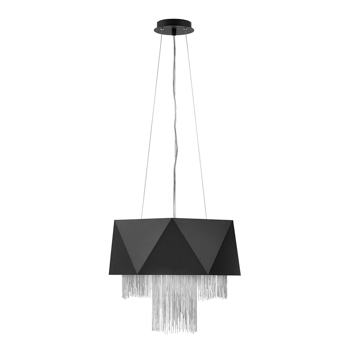 Zuma 6 Light Geometric Pendant in Satin Black and Silver