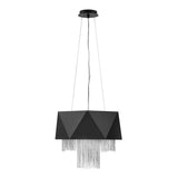 Zuma 6 Light Geometric Pendant in Satin Black and Silver