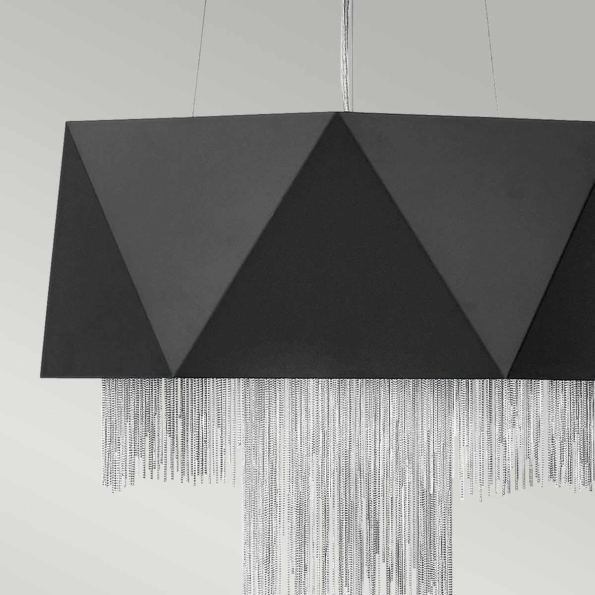 Zuma 6 Light Geometric Pendant in Satin Black and Silver