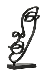 Elegant Black Face Sculpture on Stand, 21x8x40 cm
