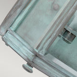 Victorian Inspired Verdigris Brass Half Lantern with Clear Glass